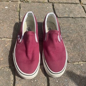 maroon red slip on vans size M7 W8.5